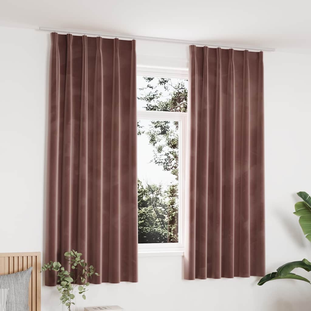 Draperii opace 2 buc. roz antichizat 140x175 cm catifea cârlige