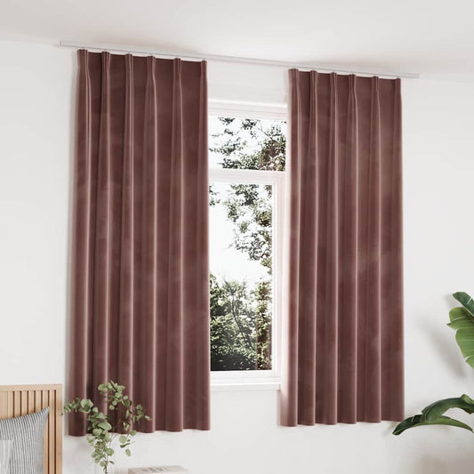 Draperii opace 2 buc. roz antichizat 140x175 cm catifea cârlige