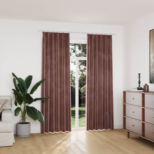 Draperii opace 2 buc. roz antichizat 140x225 cm catifea cârlige