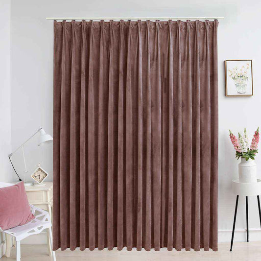 Draperie opacă, roz antichizat, 290x245 cm, catifea, cu cârlige