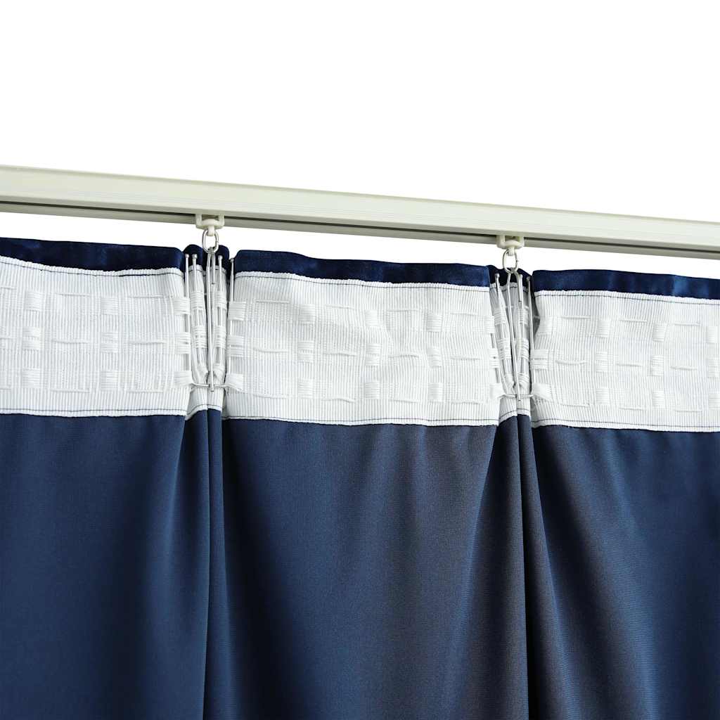 Draperii opace cu cârlige, 2 buc, albastru, 140x175 cm, catifea