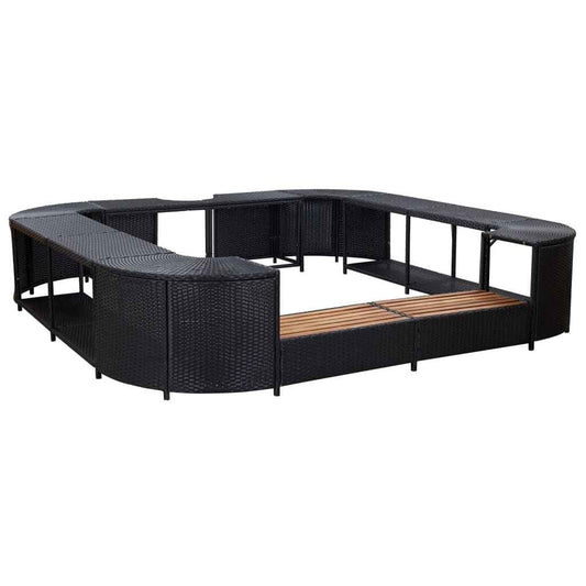 Mobilier împrejmuire spa negru 268x268x55 cm poliratan pătrat