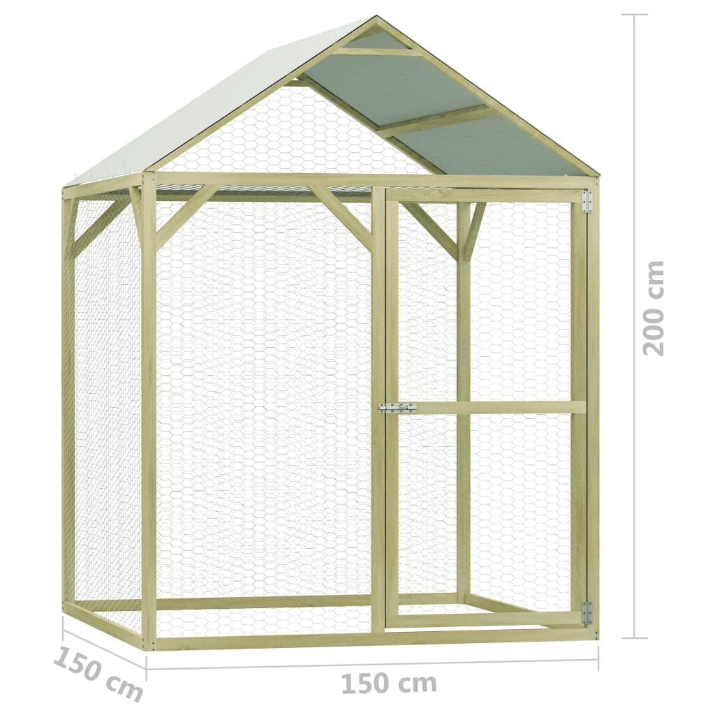 Coteț de păsări, 1,5 x 1,5 x 2 m, lemn de pin tratat