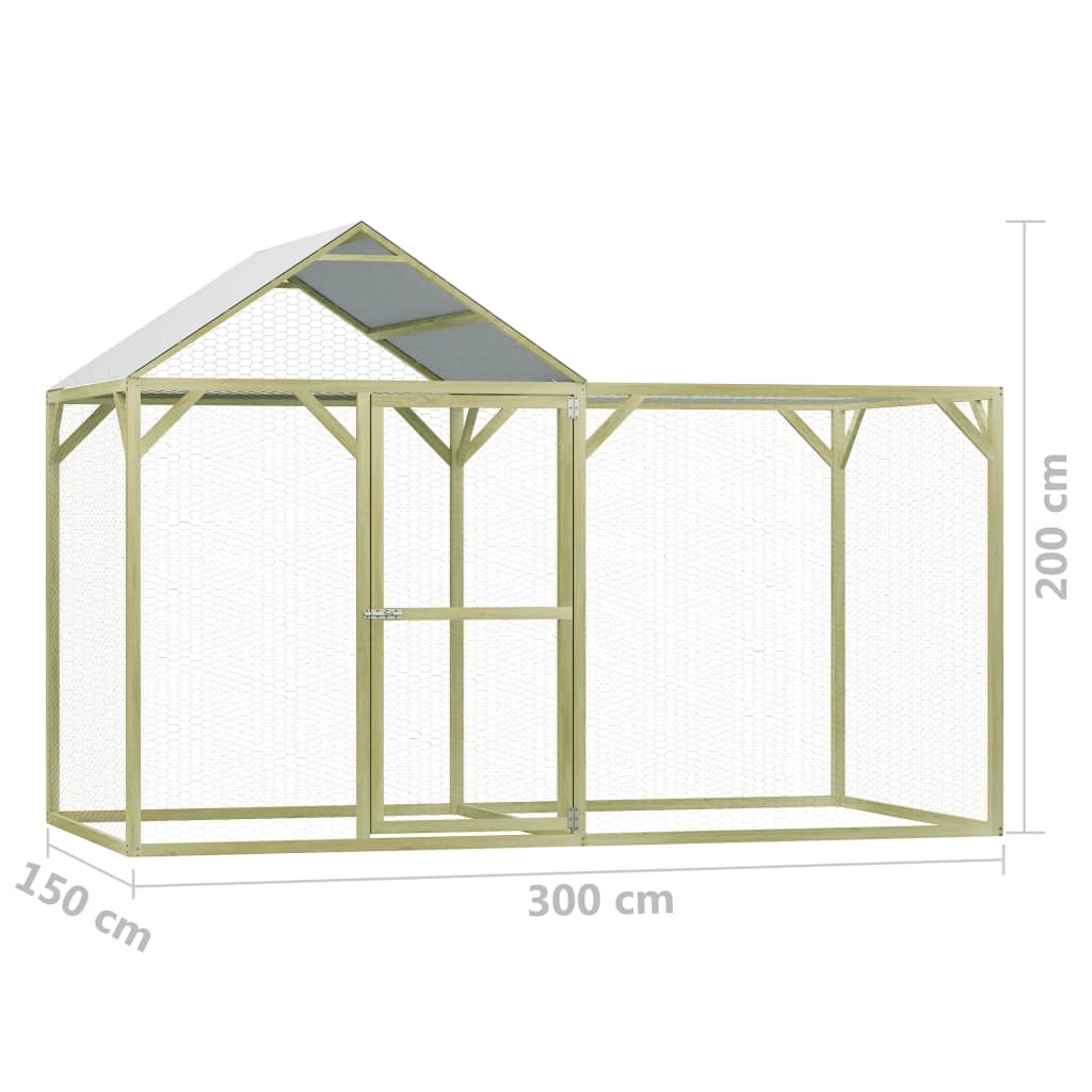 Coteț pentru păsări, 3 x 1,5 x 2 m, lemn de pin tratat