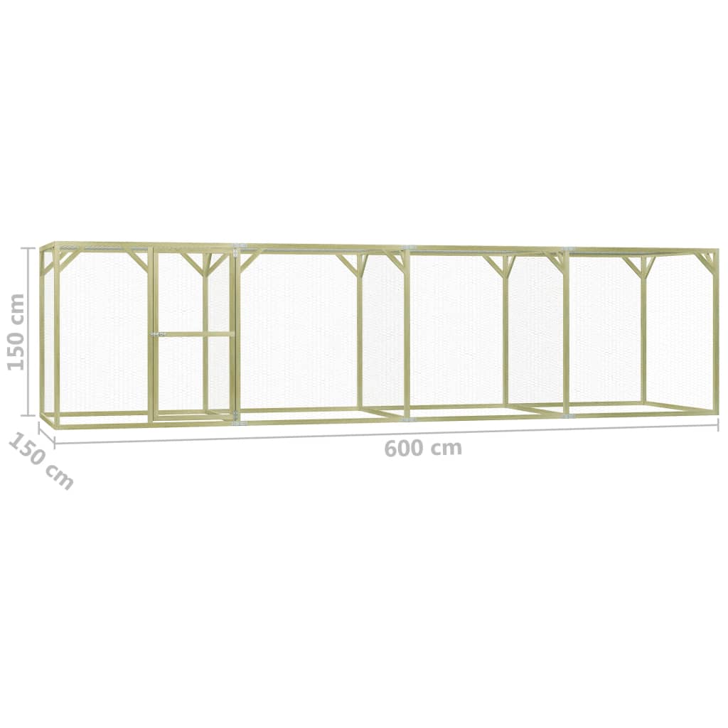 Coteț pentru păsări, 1,5 x 6 x 1,5 m, lemn de pin tratat