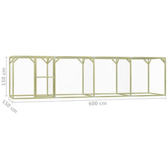 Coteț pentru păsări, 1,5 x 6 x 1,5 m, lemn de pin tratat