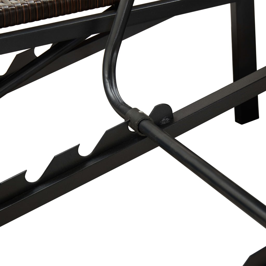 Șezlong de 2 persoane cu pernă, maro, poliratan