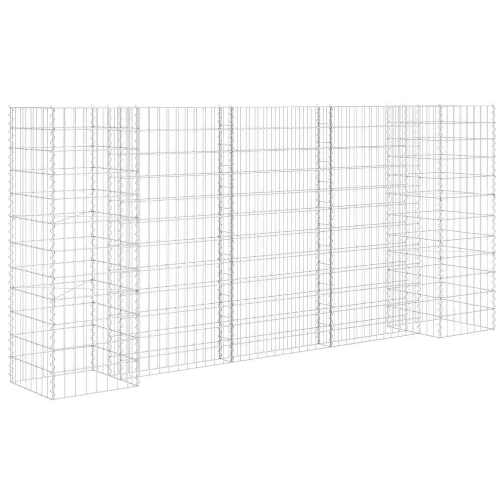 Jardinieră gabion în formă de H, sârmă oțel, 260 x 40 x 120 cm