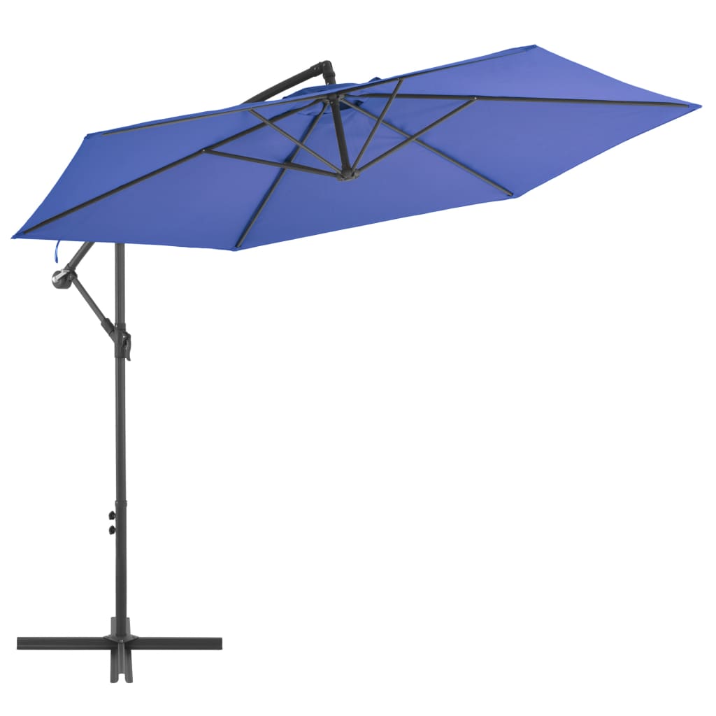 Umbrelă consolă de grădină, stâlp din aluminiu, albastru 300 cm
