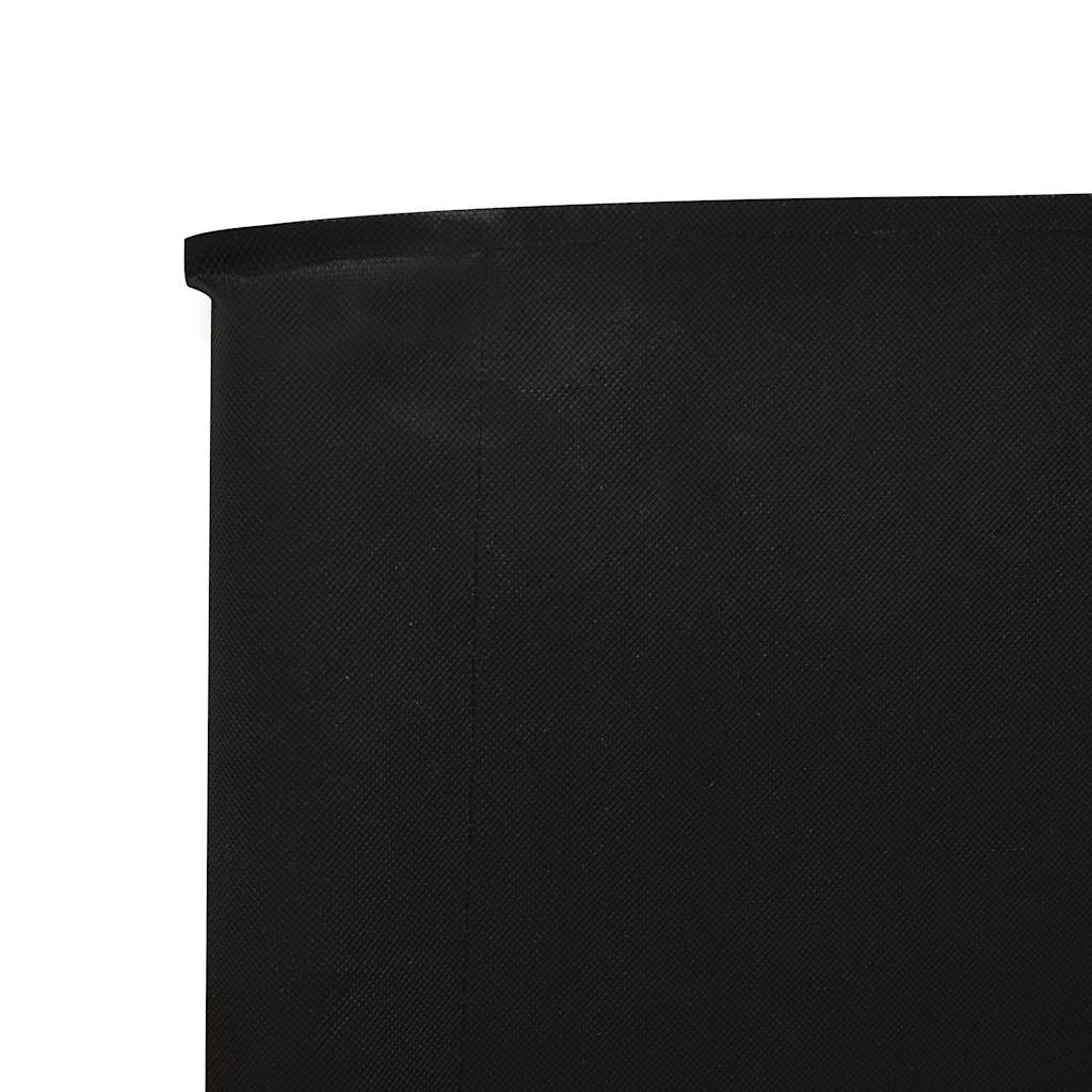 Paravan anti-vânt cu 5 panouri, negru, 600 x 80 cm, textil