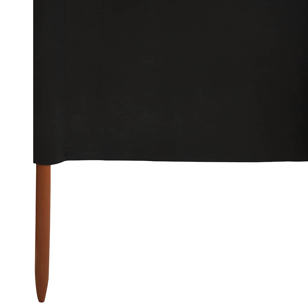 Paravan anti-vânt cu 5 panouri, negru, 600 x 80 cm, textil