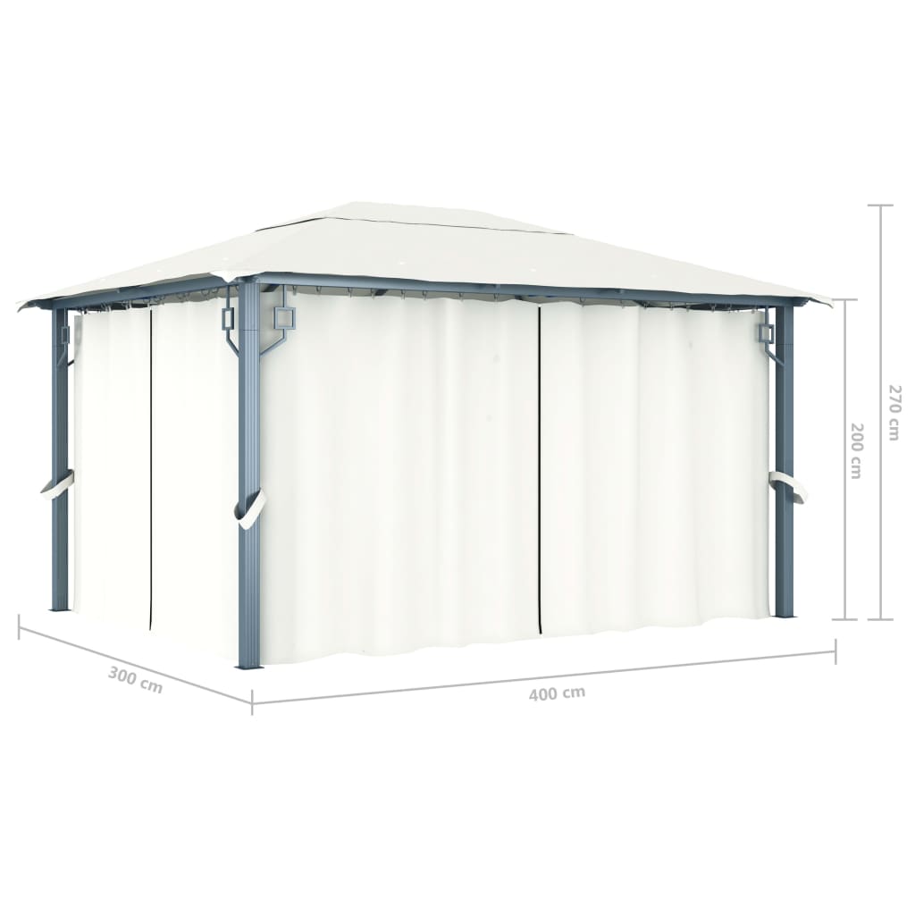 Pavilion cu perdele, crem, 400 x 300 cm, aluminiu