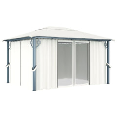 Pavilion cu perdele, crem, 400 x 300 cm, aluminiu