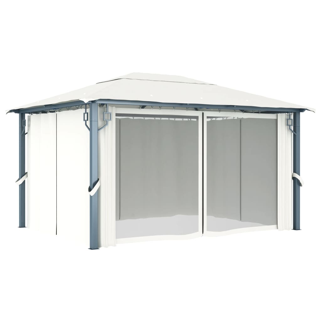 Pavilion cu perdele, crem, 400 x 300 cm, aluminiu