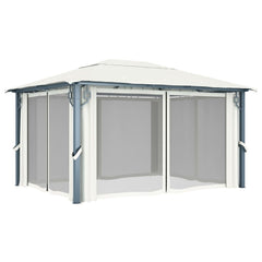 Pavilion cu perdele, crem, 400 x 300 cm, aluminiu