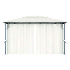 Pavilion cu perdele, crem, 400 x 300 cm, aluminiu