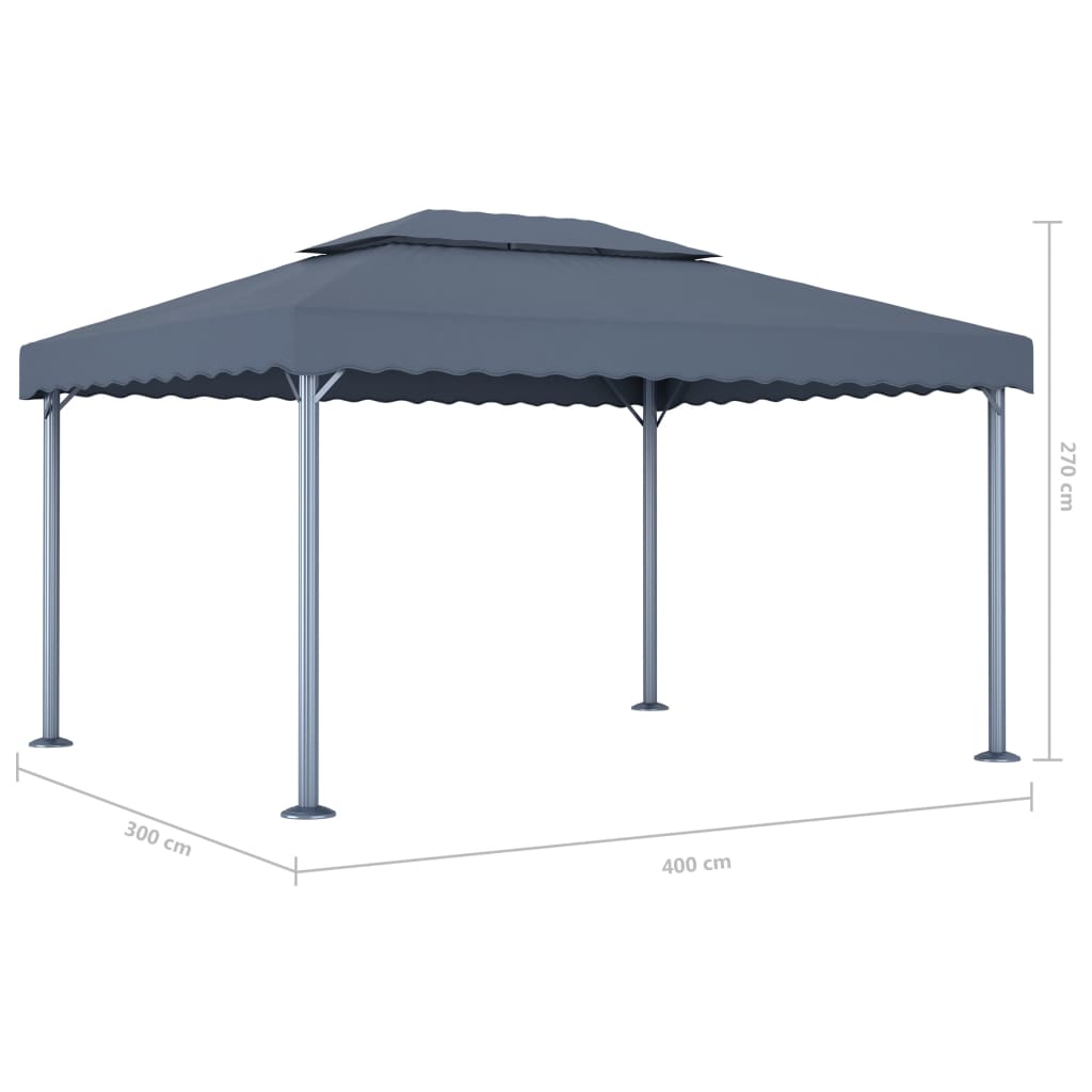 Pavilion, antracit, 400 x 300 cm, aluminiu
