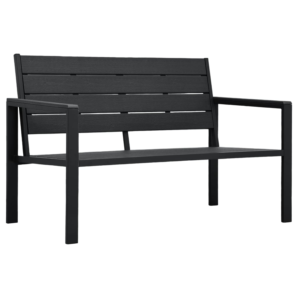 Bancă de grădină, negru, 120 cm, aspect de lemn, HDPE