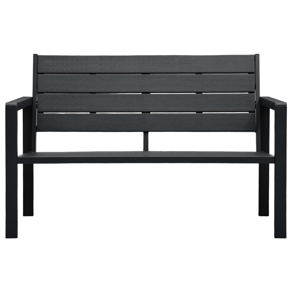 Bancă de grădină, negru, 120 cm, aspect de lemn, HDPE