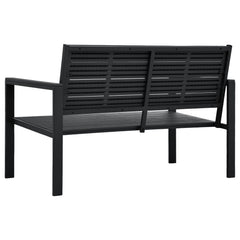 Bancă de grădină, negru, 120 cm, aspect de lemn, HDPE