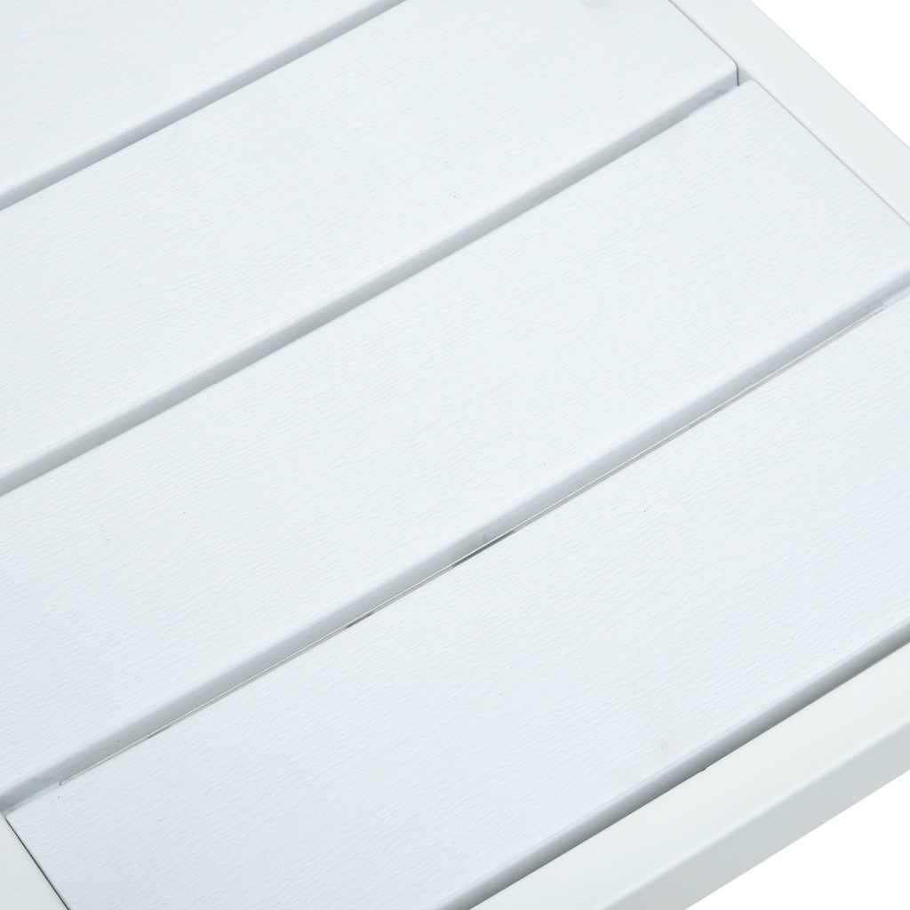 Scaune de grădină, 4 buc., alb, HDPE, aspect lemn