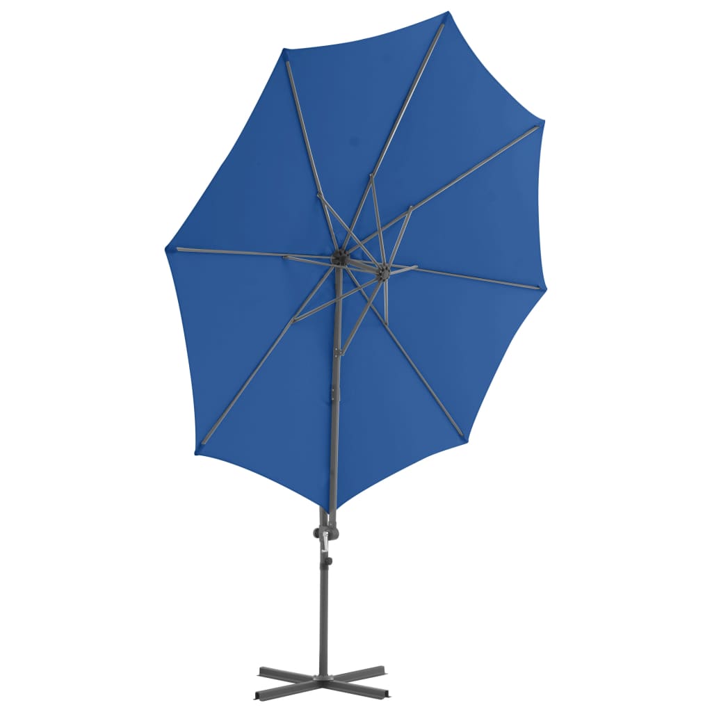 Umbrelă în consolă, stâlp din oțel, albastru azuriu, 300 cm