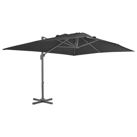 Umbrelă de grădină cantilever cu stâlp din aluminiu 4x3 m negru