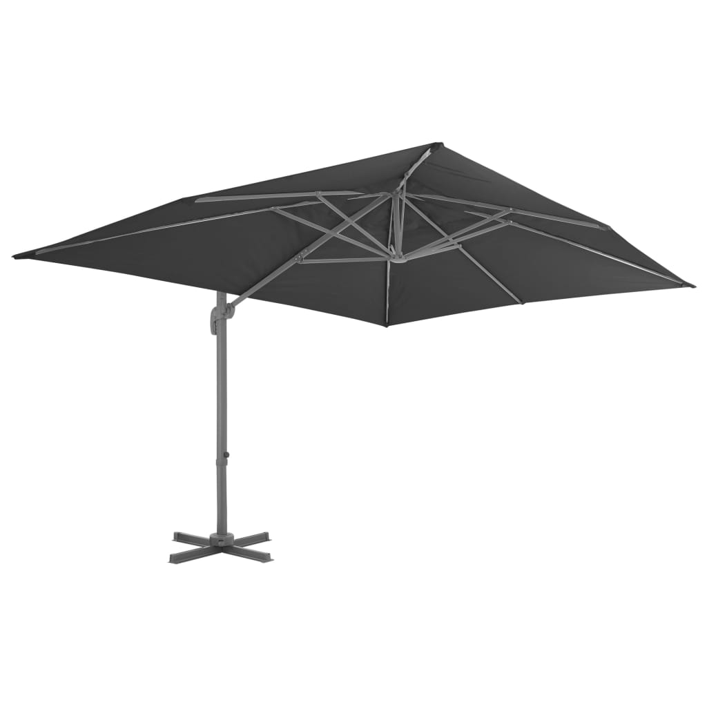 Umbrelă de grădină cantilever cu stâlp din aluminiu 4x3 m negru