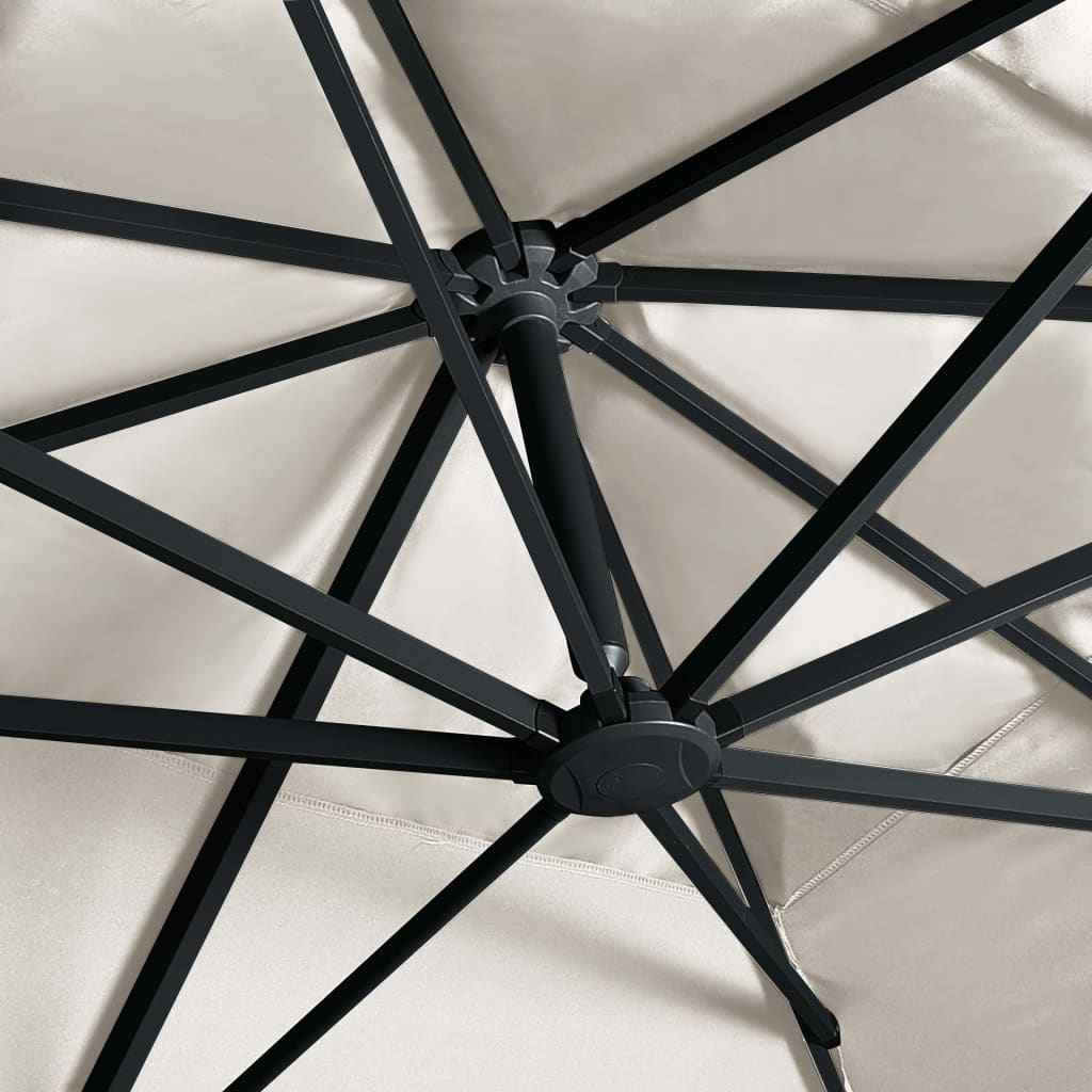 Umbrelă în consolă cu LED, stâlp din aluminiu nisipiu 400x300cm