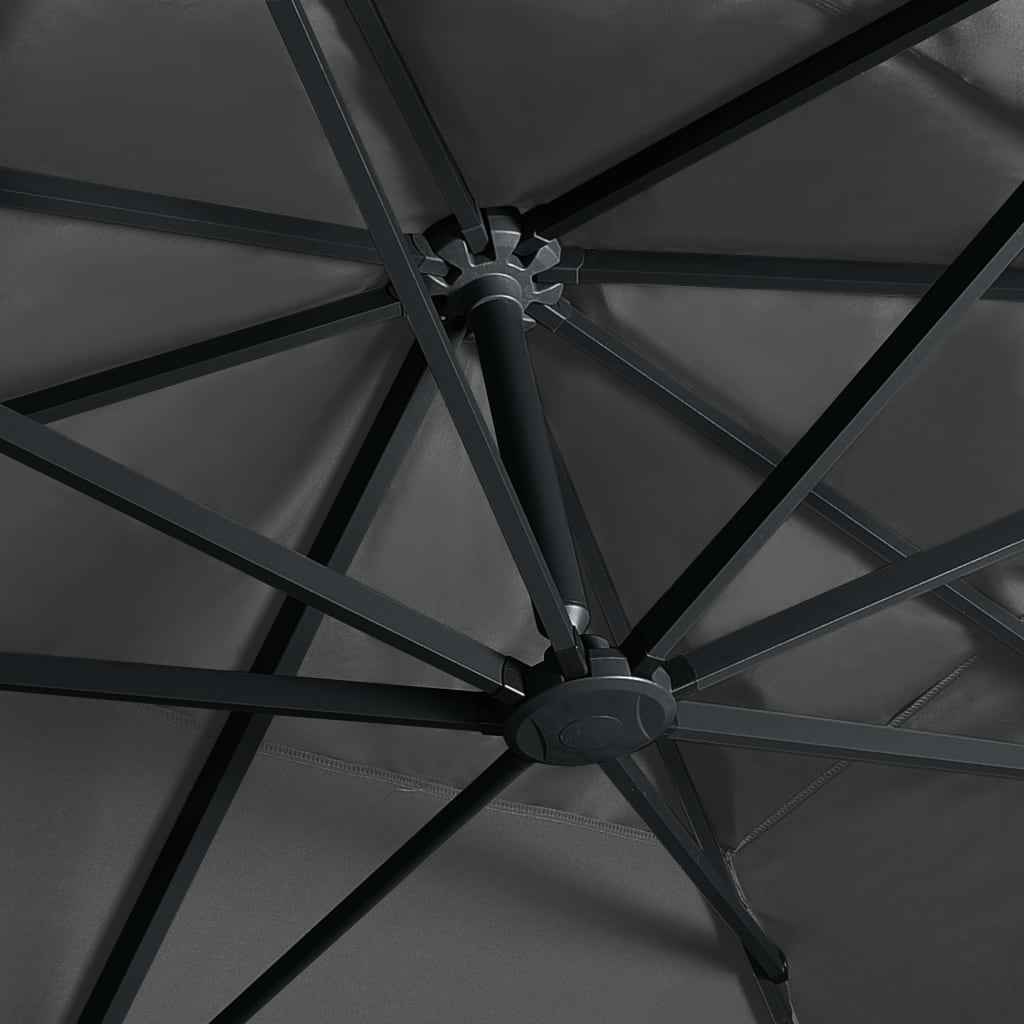 Umbrelă în consolă cu LED stâlp din aluminiu antracit 400x300cm