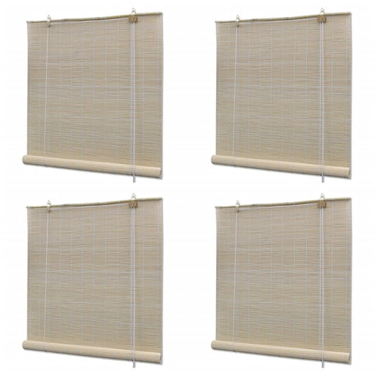 Jaluzele din bambus natural tip rulou, 4 buc., 120 x 160 cm