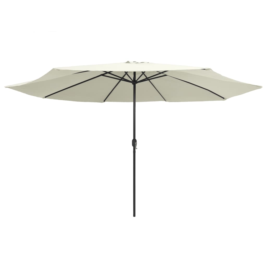 Umbrelă de soare de grădină, stâlp metalic, alb nisipiu 390 cm