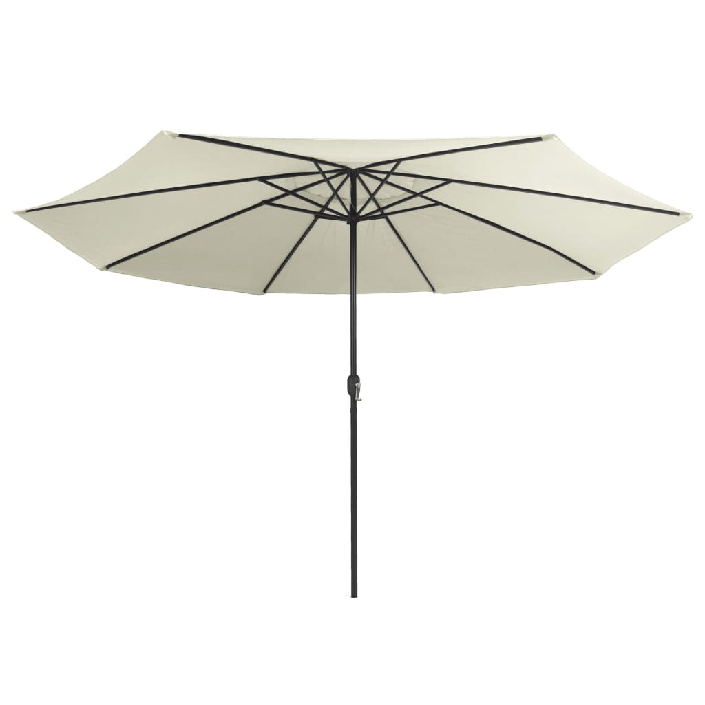 Umbrelă de soare de grădină, stâlp metalic, alb nisipiu 390 cm