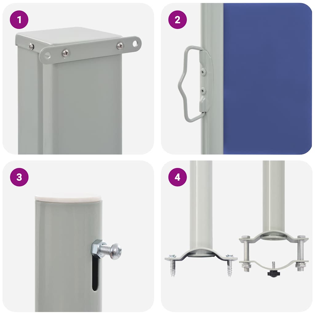 Copertină laterală retractabilă terasă, albastru, 100x300 cm