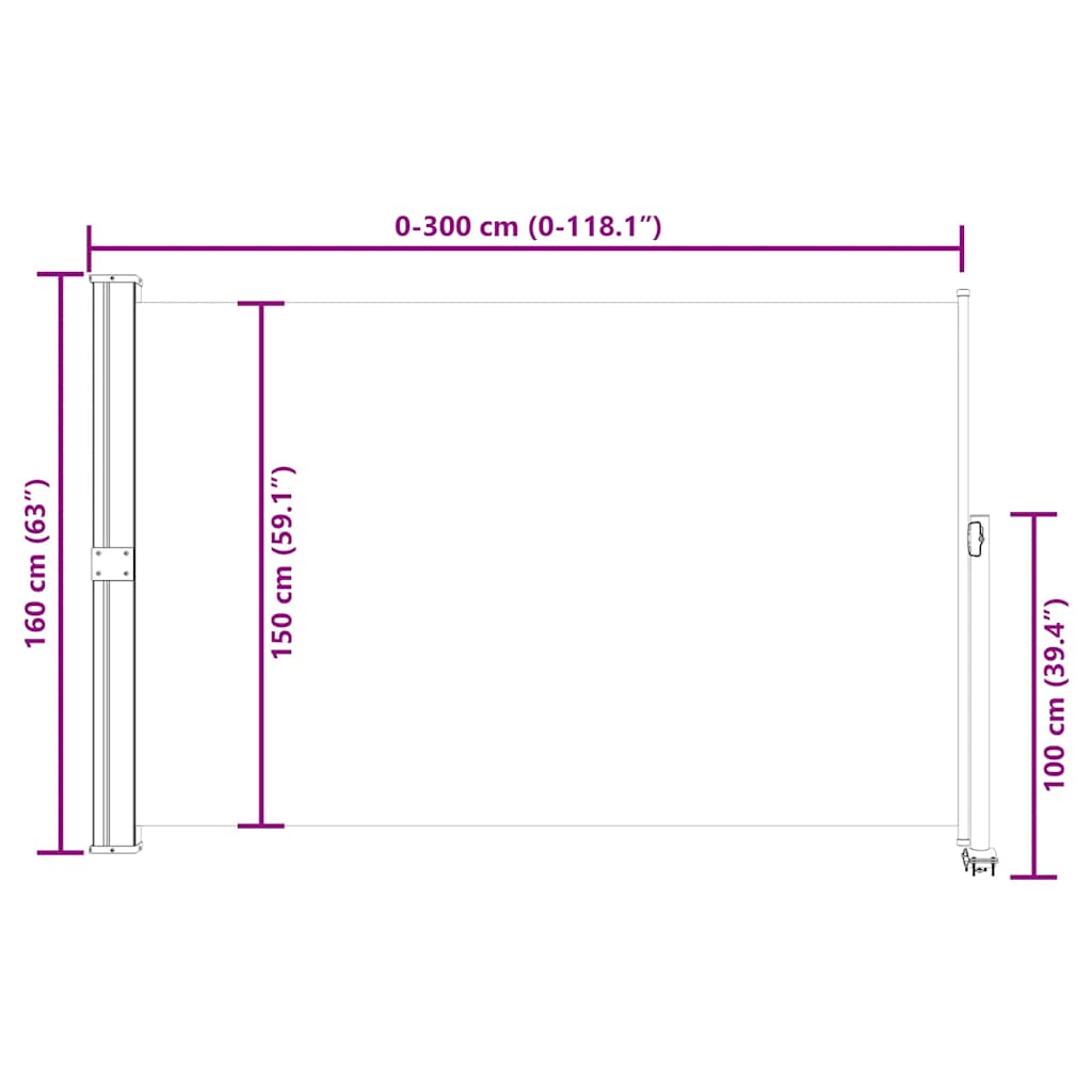 Copertină laterală retractabilă de terasă, albastru, 160x300 cm
