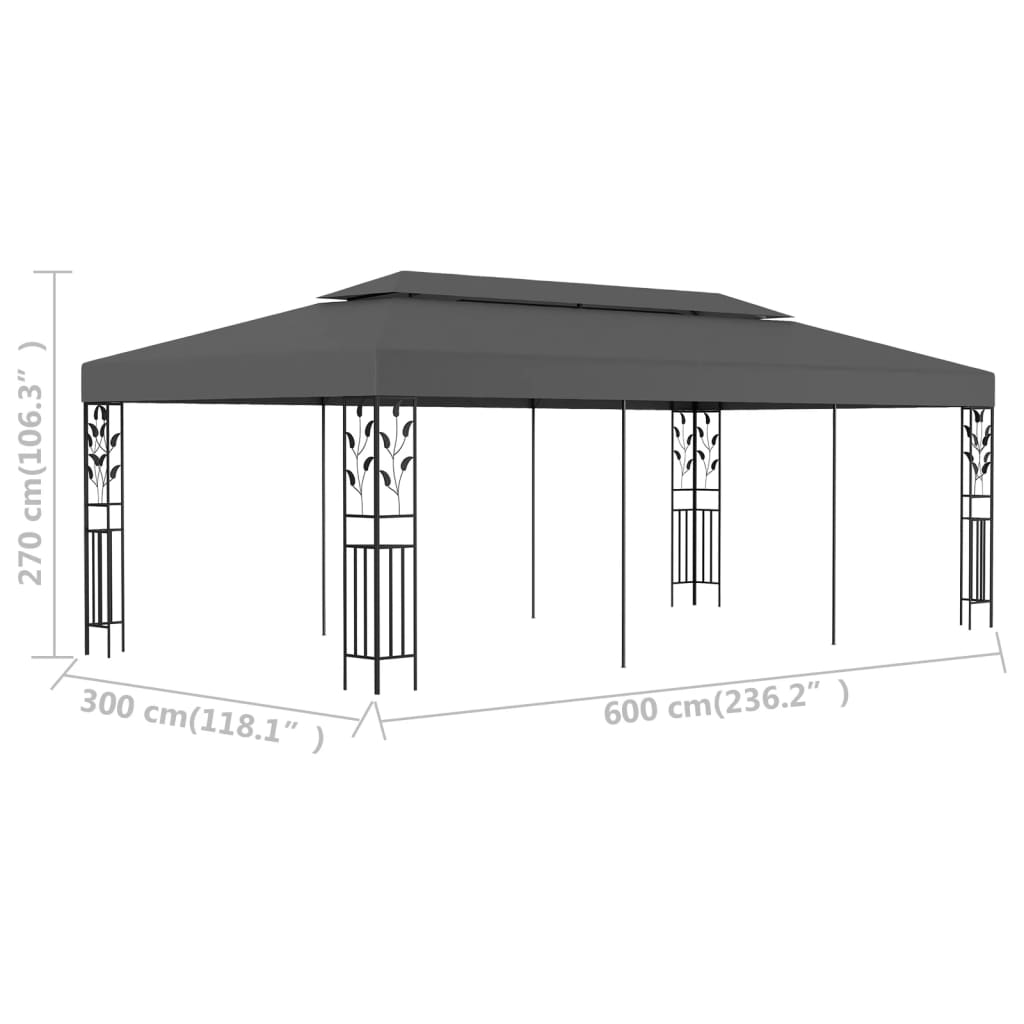 Pavilion, antracit, 3 x 6 m