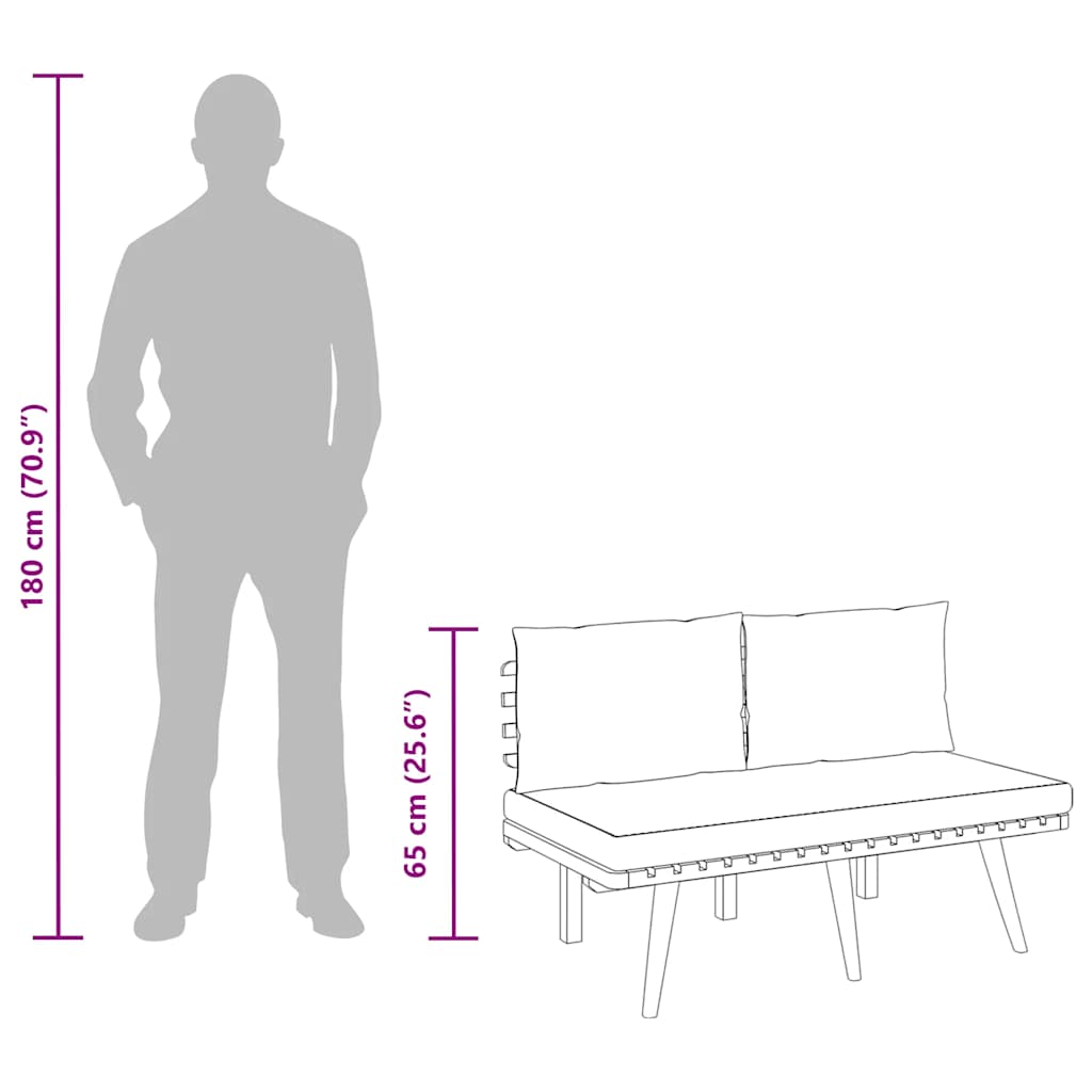 Bancă de grădină cu perne, 115 cm, lemn masiv de acacia