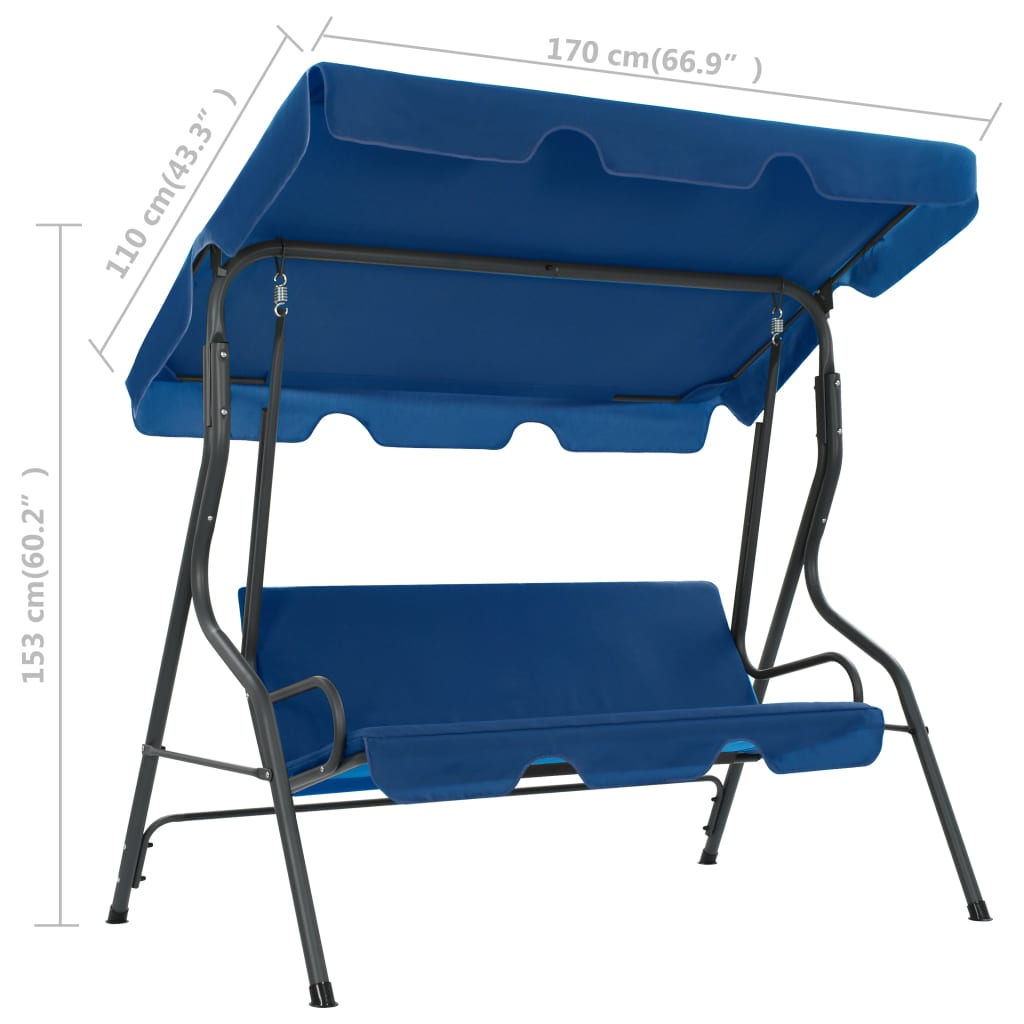 Balansoar de grădină, albastru închis, 170x110x153 cm, textil
