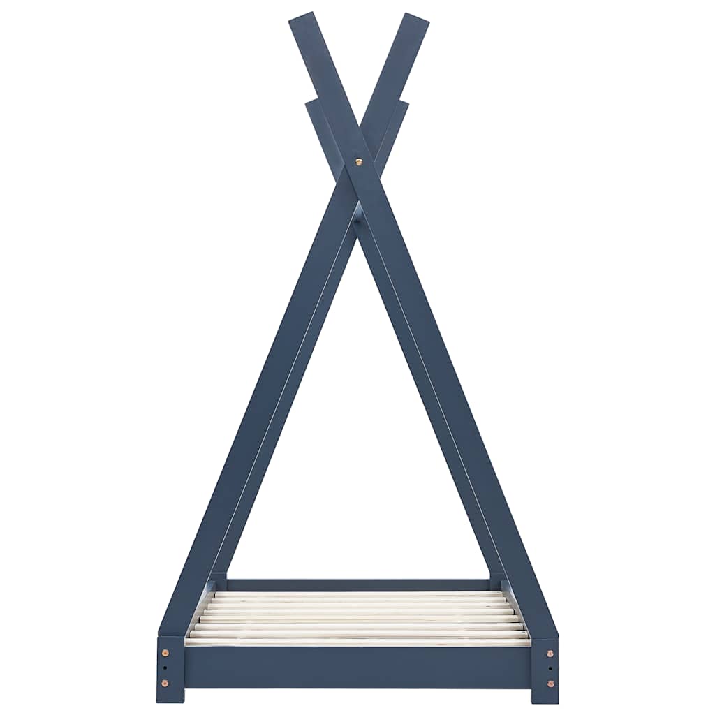 Cadru pat de copii, gri, 70 x 140 cm, lemn masiv de pin