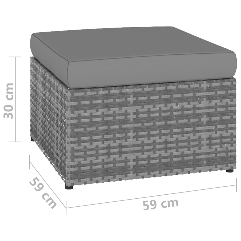 Scaun de grădină cu taburet, antracit, poliratan