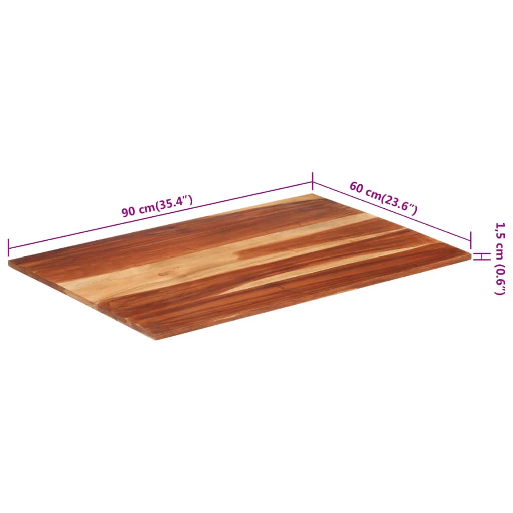 Blat de masă, 60x90 cm, 15-16 mm, lemn masiv de acacia