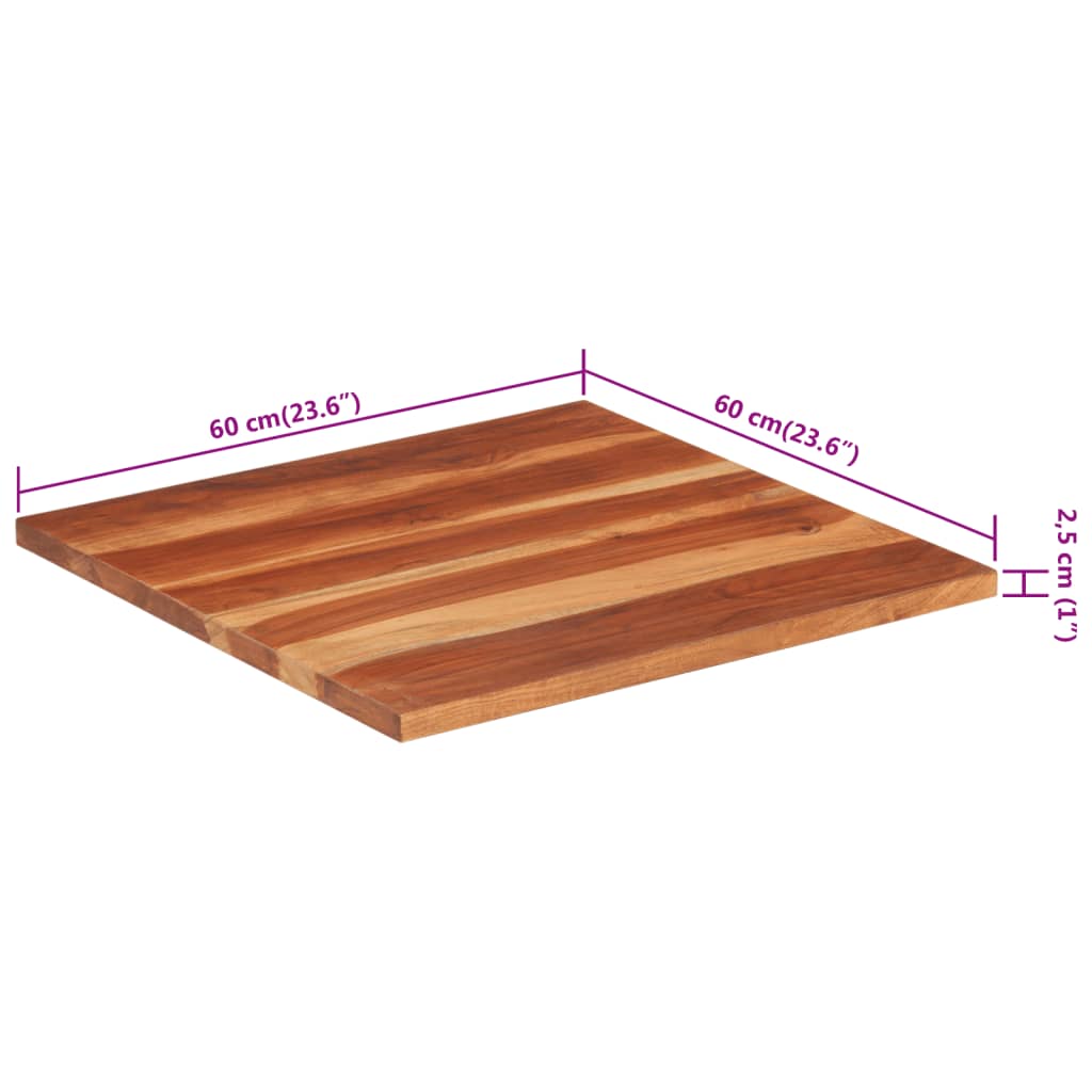 Blat de masă, 60x60 cm, 25-27 mm, lemn masiv acacia