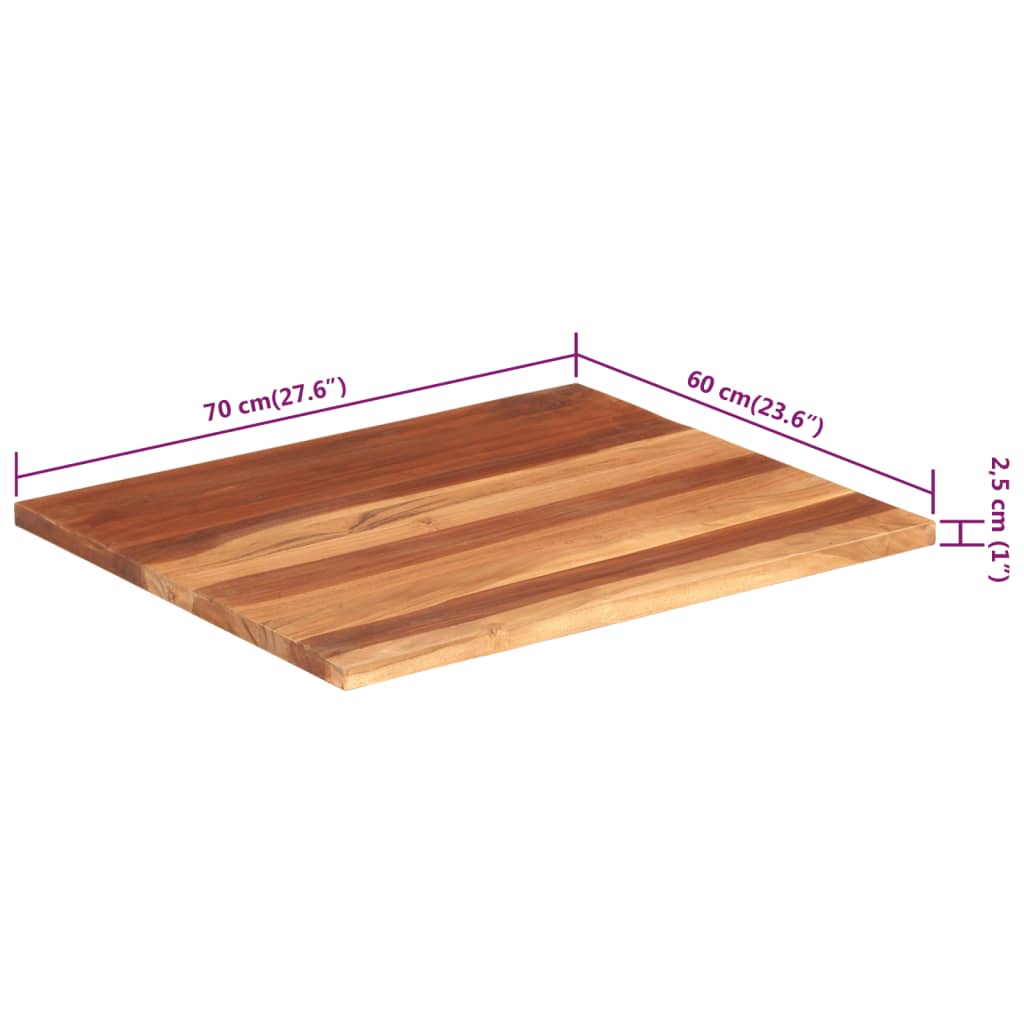 Blat de masă, 60x70 cm, 25-27 mm, lemn masiv acacia