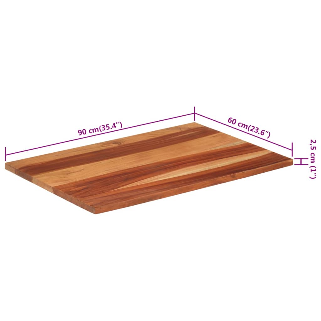 Blat de masă, 60x90 cm, 25-27 mm, lemn masiv acacia