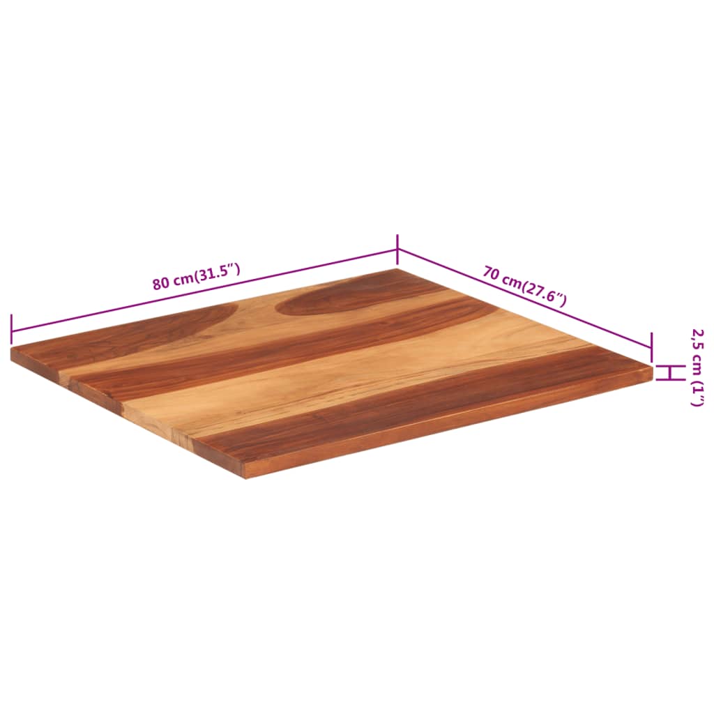 Blat de masă, 70x80 cm, 25-27 mm, lemn masiv acacia