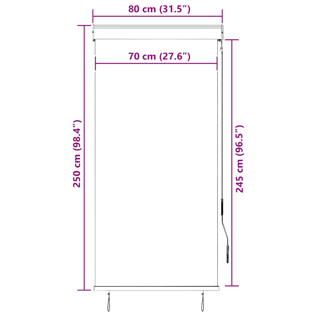Jaluzea tip rulou de exterior, alb și portocaliu, 80 x 250 cm