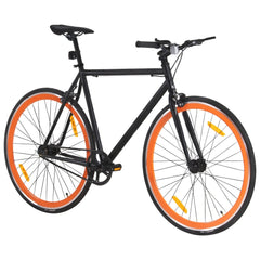 Bicicletă cu angrenaj fix, negru și portocaliu, 700c, 51 cm