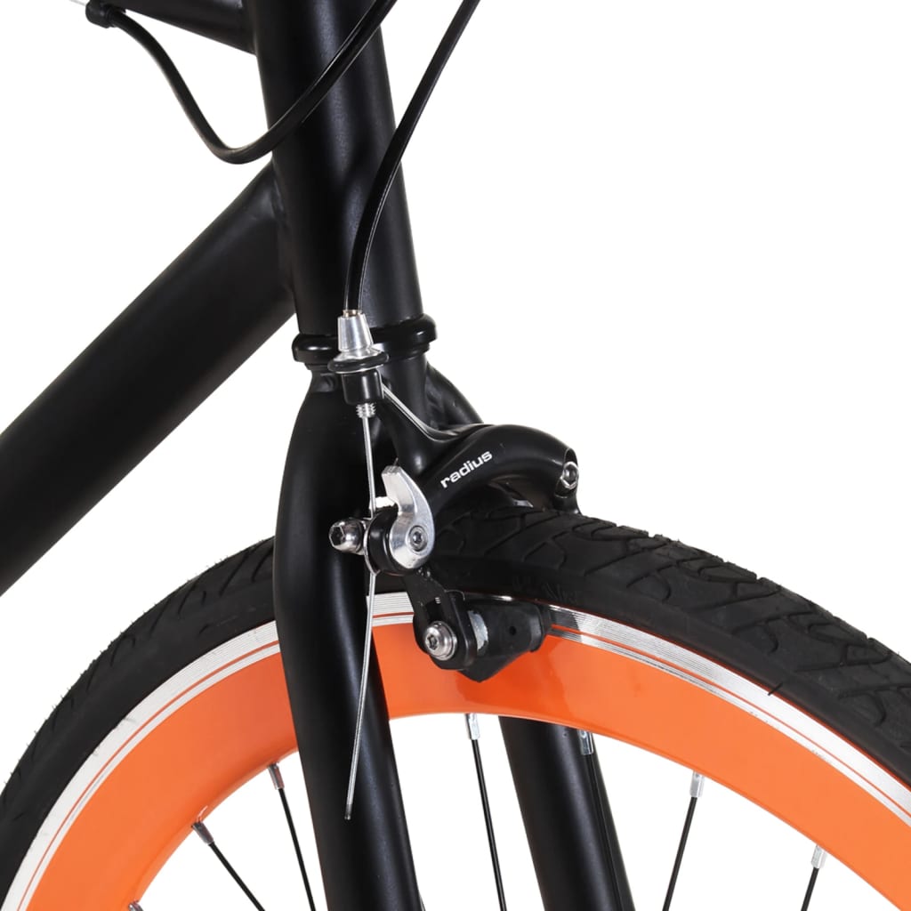 Bicicletă cu angrenaj fix, negru și portocaliu, 700c, 51 cm