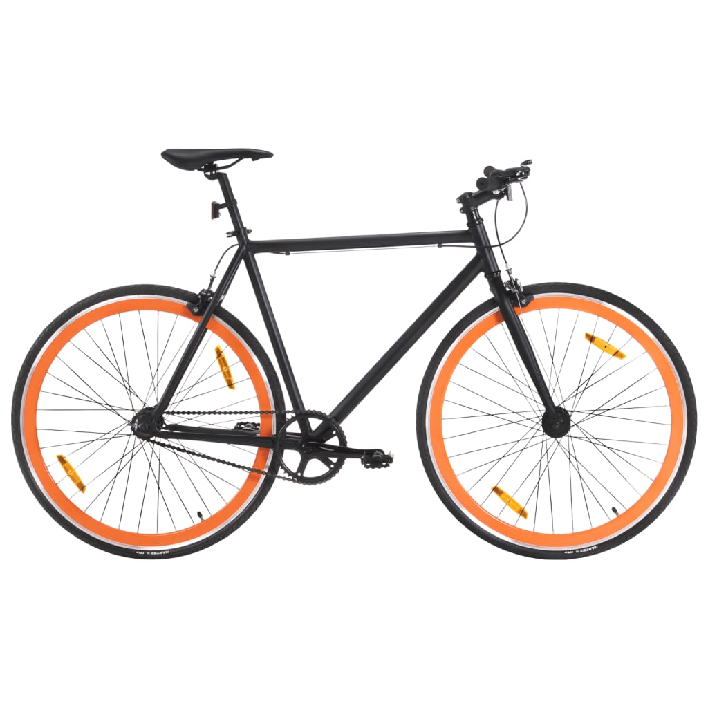 Bicicletă cu angrenaj fix, negru și portocaliu, 700c, 55 cm
