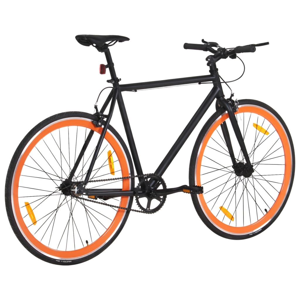 Bicicletă cu angrenaj fix, negru și portocaliu, 700c, 55 cm